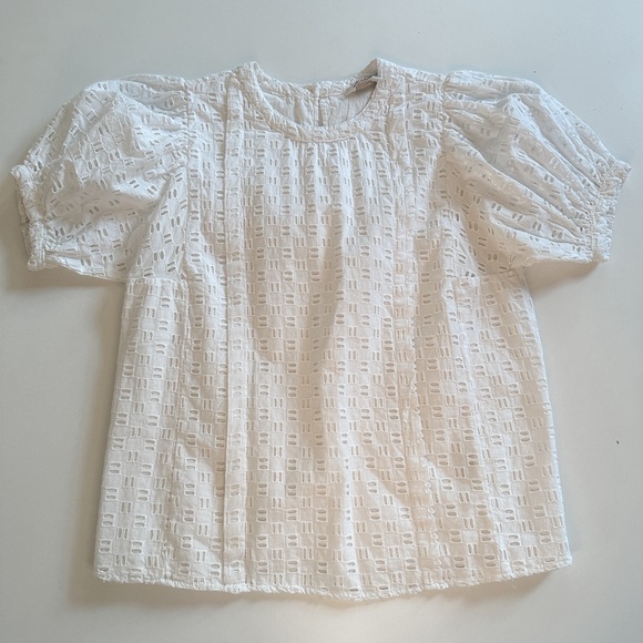 Elizabeth and James White Eyelet‎ Short sleeves blouse - Picture 1 of 6